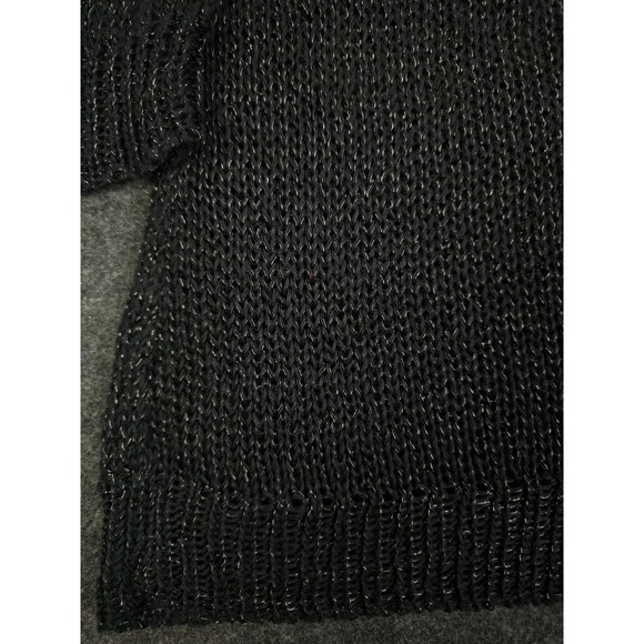 Vtg Alberto Makali Black V Neck Metallic Sheer Knit Sweater Lightweight Size M - Picture 5 of 8